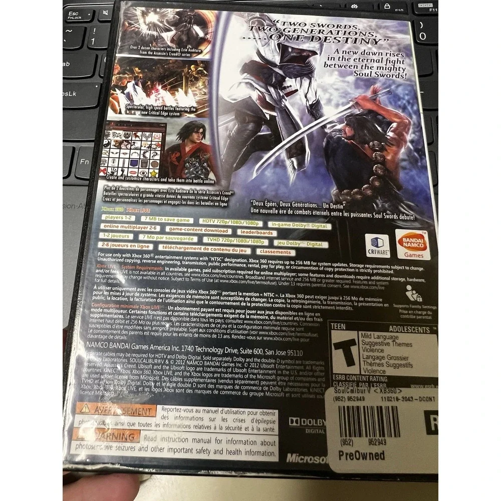 SoulCalibur V 5‎ Microsoft Xbox 360 Namco Fighting Game 2012 T Rating